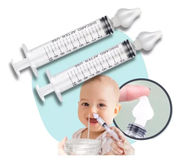 2 Seringas 10ml Com Bico De Silicone Para Lavagem Nasal